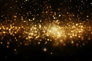 AI generated Abstract gold bokeh background. Christmas and New Year concept, Festive golden glittering background in the dark night, AI Generated photo