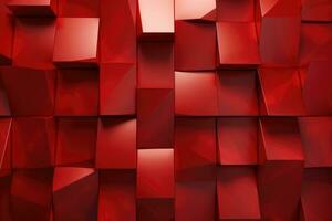 AI generated Abstract background of red cubes. 3d rendering, 3d illustration, Display a 3D wall background with red tiles wallpaper, AI Generated photo