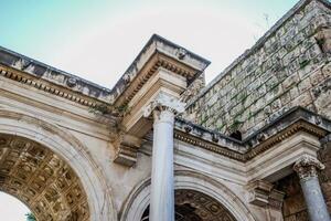 Adrian Gate, Antalya landmark, Turkey. Antique construction of marble and limestone. photo