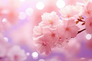 AI generated cherry blossom background with bokeh effect, soft focus, Beautiful cherry blossom background with a soft focus and bokeh, AI Generated photo