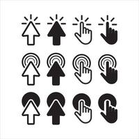 Set of Hand Cursor icons click and Cursor icons click. Isolated on White background Mouse click set. Hand . Click icon. Mouse pointer set. Arrow cursor. Vector illustration