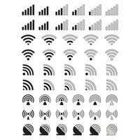 Wireless and Network vector line icon set. Contains linear outline icons like Connection, Signal, Internet, Phone, Radio, Computer, Wifi, Communication, Antenna. Editable use and stroke.