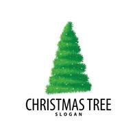 Simple Christmas tree logo design with abstract minimalist vector illustration christmas template