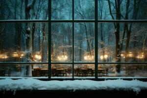 AI generated Snowy Reflections in Windows - Generative AI photo