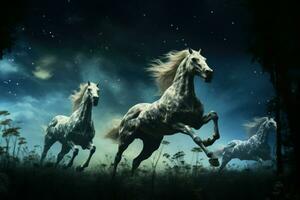 AI generated Elusive centaurs galloping through moonlit meadows - Generative AI photo