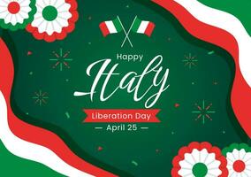 Happy Italy Liberation Day Vector Illustration on April 25 with Waving Flag Italian and Ribbon in Holiday Holiday Flat Cartoon Background