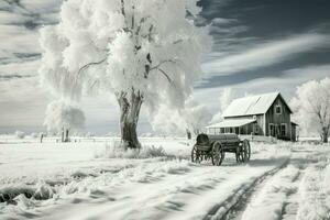 AI generated Winter Farm Scenes - Generative AI photo