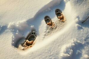 AI generated Snowy Footprints - Generative AI photo