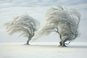 AI generated Winter Windswept Trees - Generative AI photo