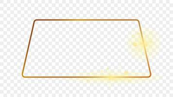 Gold glowing rounded trapezoid shape frame vector
