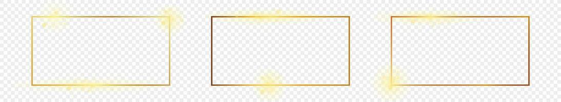Gold glowing rectangular shape frame vector