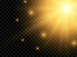 Sunlight on a background. Isolated yellow rays of light. Vector illustration