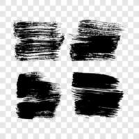 Black brush stroke. Set of four hand drawn ink spots isolated on background. Vector illustration