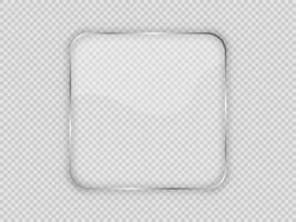 Glass plate in rounded square frame vector