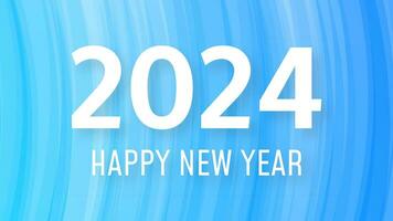 2024 Happy New Year background.  Modern greeting banner template with white 2024 New Year numbers on blue abstract background with lines. Vector illustration