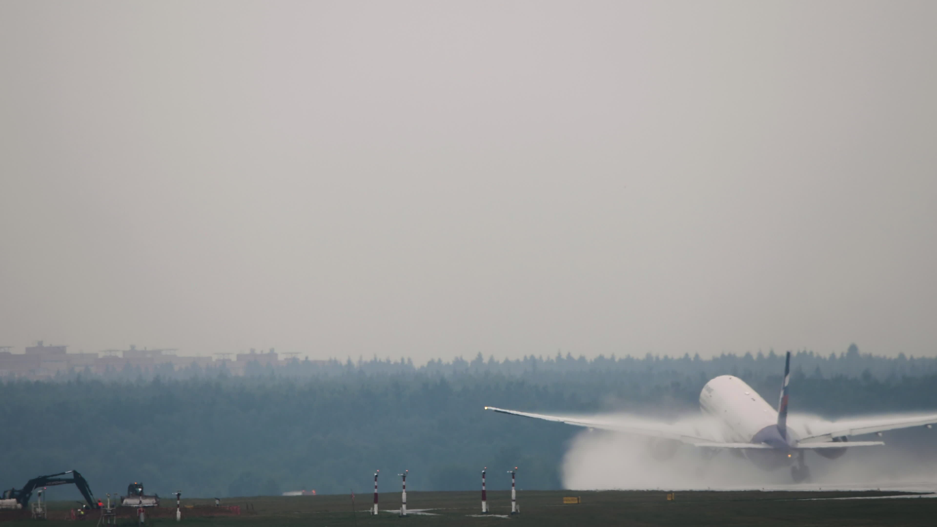 Rain, wet runway, wide body airliner take-off 36197020 Stock Video at ...