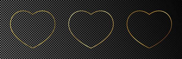 Gold glowing heart shape frame vector