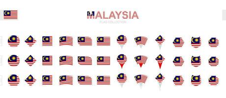 Large collection of Malaysia flags of various shapes and effects. vector