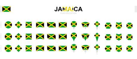 Large collection of Jamaica flags of various shapes and effects. vector