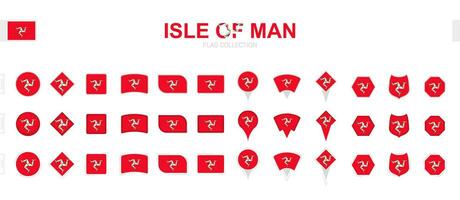 Large collection of Isle of Man flags of various shapes and effects. vector