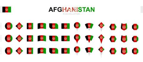 Large collection of Afghanistan flags of various shapes and effects. vector
