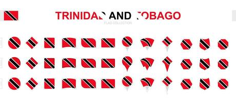 Large collection of Trinidad and Tobago flags of various shapes and effects. vector