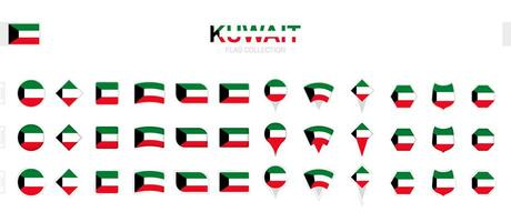 Large collection of Kuwait flags of various shapes and effects. vector