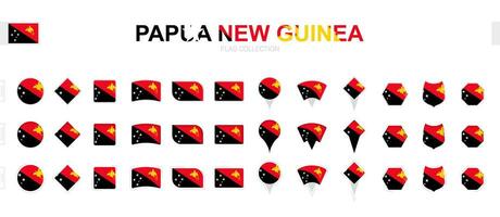 Large collection of Papua New Guinea flags of various shapes and effects. vector