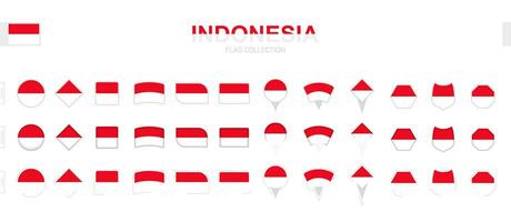 Large collection of Indonesia flags of various shapes and effects. vector