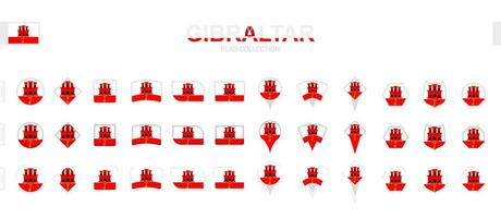 Large collection of Gibraltar flags of various shapes and effects. vector