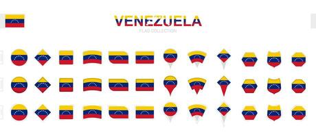 Large collection of Venezuela flags of various shapes and effects. vector