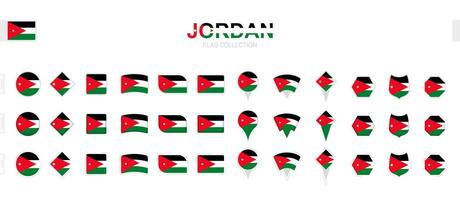 Large collection of Jordan flags of various shapes and effects. vector