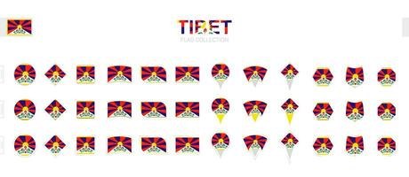 Large collection of Tibet flags of various shapes and effects. vector