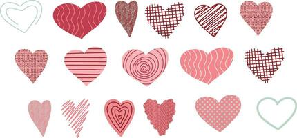 corazones dibujados a mano. elementos de diseño para el día de san valentín. vector