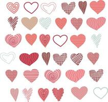 Pink vector isolated hand drawn heart doddles