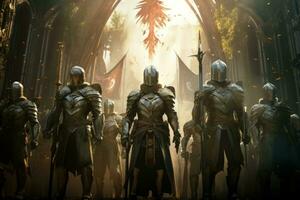 AI generated Noble knights clad in shining armor - Generative AI photo