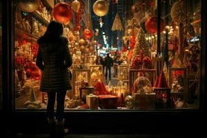 ai generado Navidad ventana compras - generativo ai foto