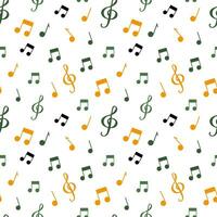 Seamless pattern of musical notes on a white background. Background, print, vector