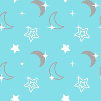 Seamless pattern, moon, stars and constellations on a gentle background. Space background, children's textile, vector