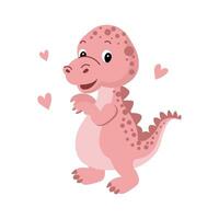 Cute funny cartoon dinosaur on a white background. Print, illustrtation, vector