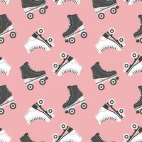 Seamless pattern with cute retro roller skates. Vintage background for children's textiles, wrapping paper. Cartoon background for girls. Vector