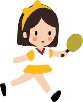 single kawaii tennis girl vector