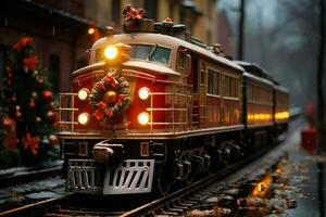 AI generated Christmas Trains - Generative AI photo