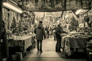 AI generated Christmas Market Vendors - Generative AI photo