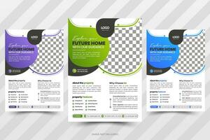 Set of Real Estate Flyer Template Design, Corporate Colorful Real Estate Template, Unique Flyer Design vector