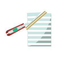 ruler with cutter in paper illustration vector