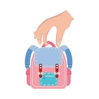 backpack in hand illustration vector