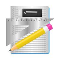 ruler, eraser with pencil in book illustration vector