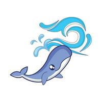 whale with sea wave illustration vector