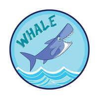 whale with sea in button illustration vector